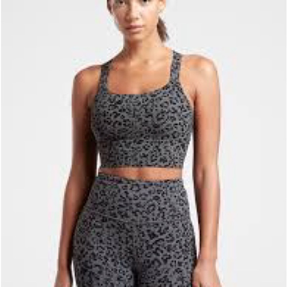 Athleta WARRIOR LONGLINE PRINTED BRA Leopard - Picture 2 of 5